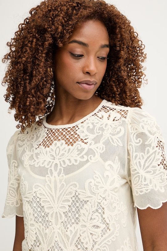 Twinset obleka z bombažem bež 261TP2582