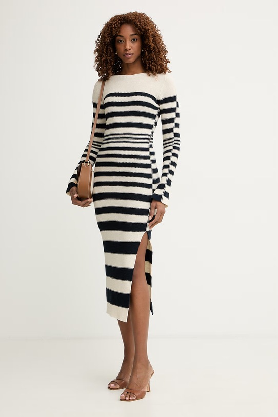 Twinset сукня з бавовною 261TP3222 бежевий SS26