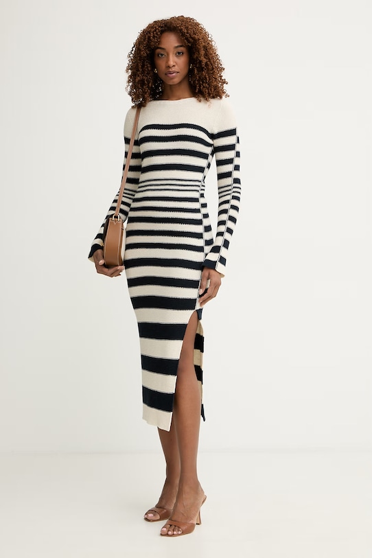 Twinset сукня з бавовною 261TP3222 бежевий SS26