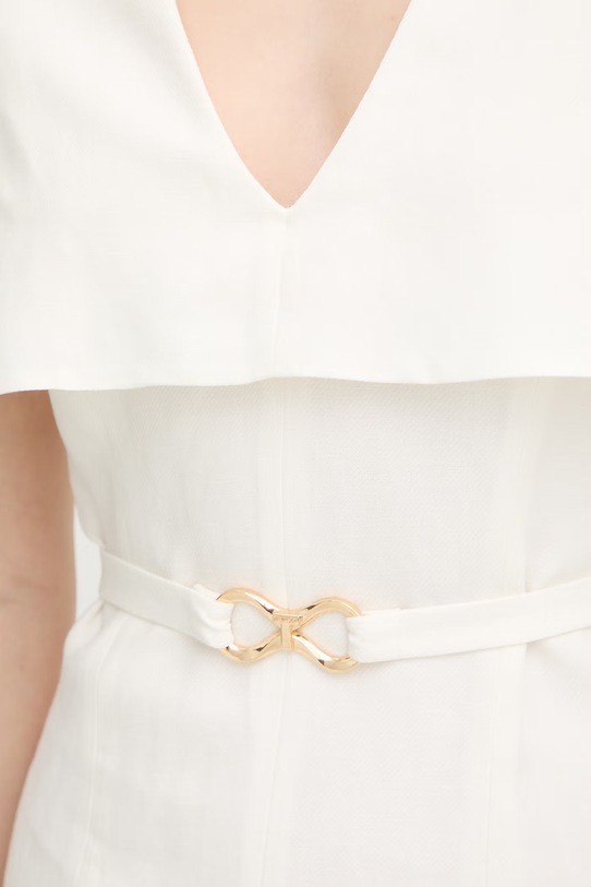 Twinset sukienka z dodatkiem lnu 261TP2451 beżowy