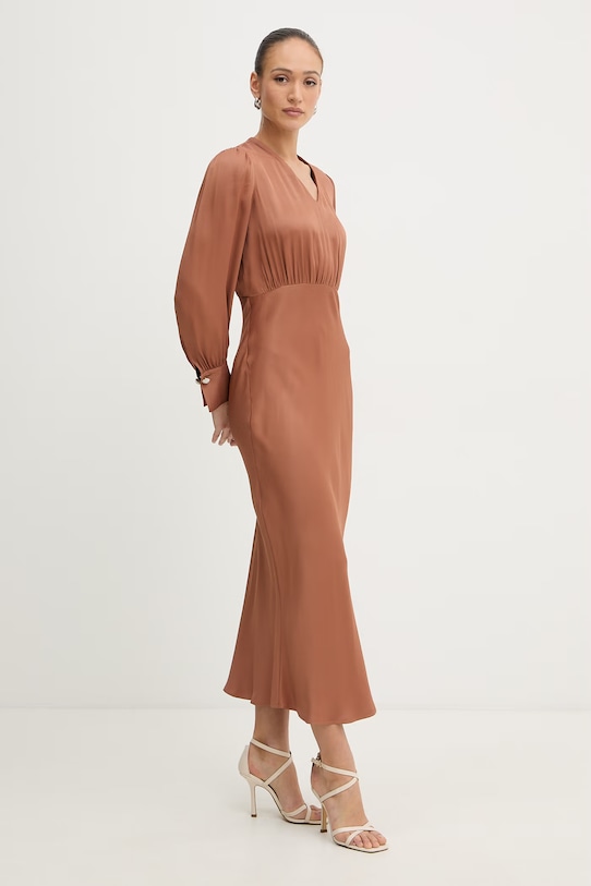 Twinset φόρεμα με βισκόζη 261TP2761 καφέ SS26