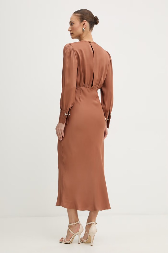 Ρούχα Twinset φόρεμα με βισκόζη 261TP2761 καφέ