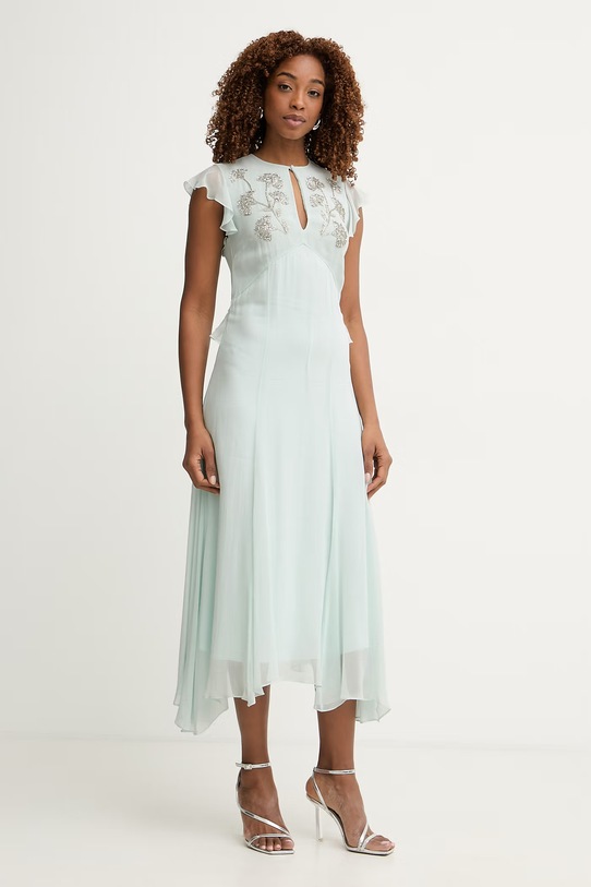 Twinset vestito svasato in viscosa 261TP203A turchese SS26