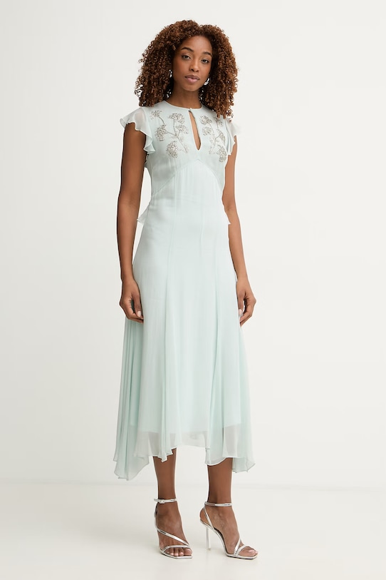 Twinset vestito svasato in viscosa 261TP203A turchese SS26