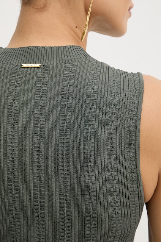 Twinset φόρεμα με βισκόζη 261LL3BCC πράσινο