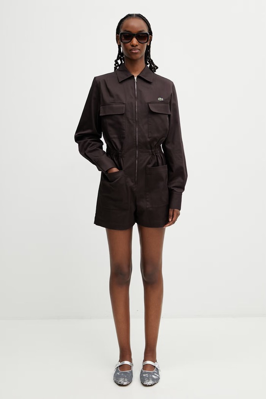 Lacoste jumpsuit cotton with elastane Women's EF0557 brown