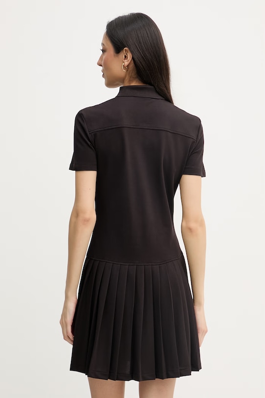 Odzież Lacoste sukienka gładka z bawełną EF1822 brązowy