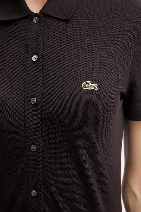 Lacoste sukienka gładka z bawełną EF1822 brązowy