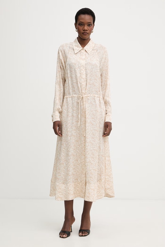 Trussardi sukienka letnia z wiskozy beżowy 7494A001818N