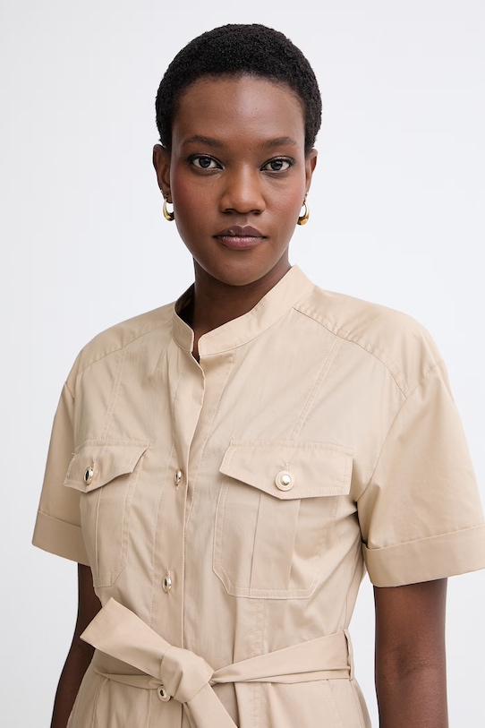 Twinset košeľové šaty bavlnené s elastanom béžová 261TT2236