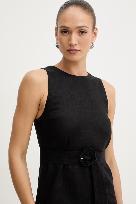 Twinset šaty ľanové čierna 261TT2180