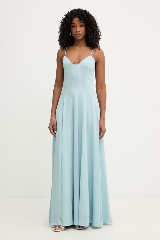 Twinset sukienka rozkloszowana z wiskozy niebieski 261TT2501