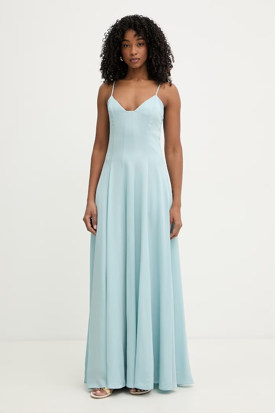 Twinset sukienka rozkloszowana z wiskozy niebieski 261TT2501