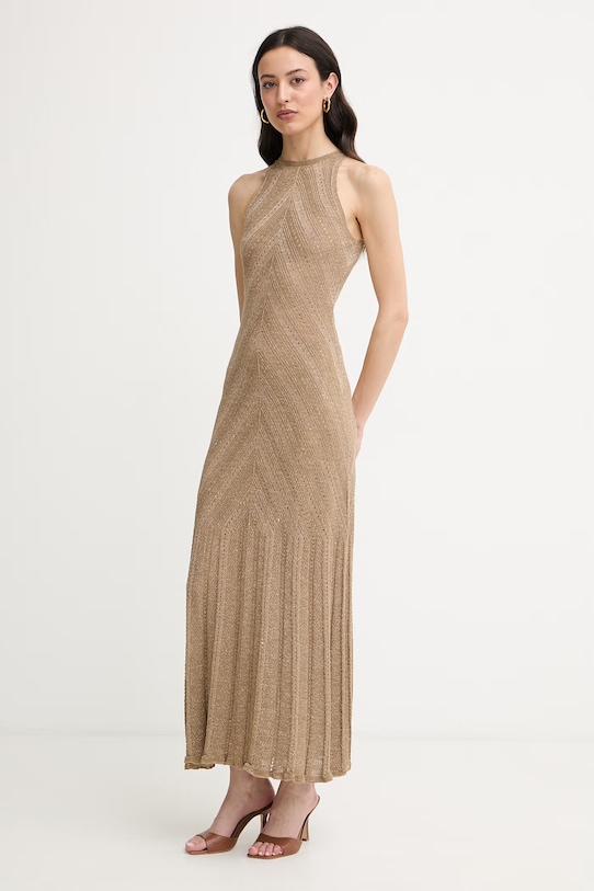 Twinset летнее платье со льном 261TT3213 золотой SS26