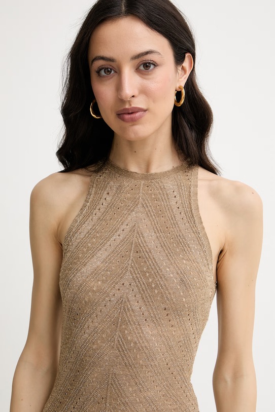 Twinset летнее платье со льном золотой 261TT3213