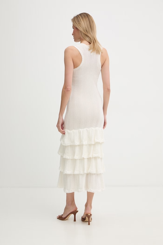 Odzież Twinset sukienka letnia bawełniana 261TT3050 beżowy