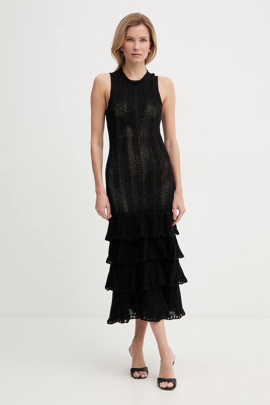 Twinset sukienka letnia bawełniana czarny 261TT3050