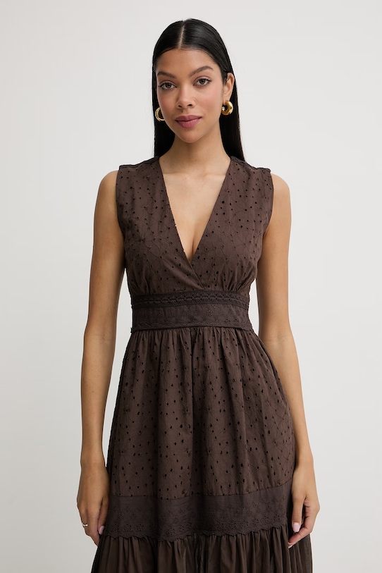 Twinset sukienka letnia bawełniana brązowy 261TF2110