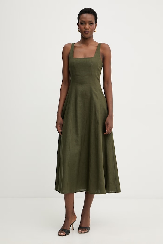 Twinset Vestito d'estate con lino verde 261TF2021