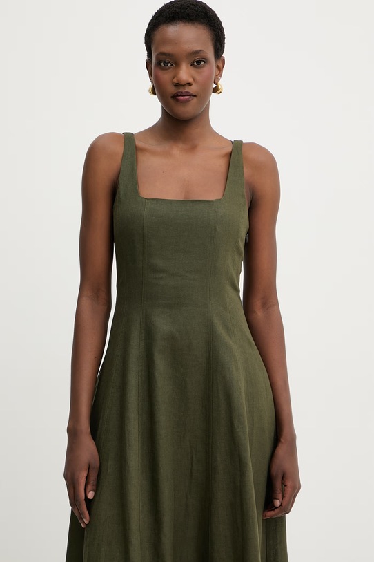 Twinset Vestito d'estate con lino verde 261TF2021