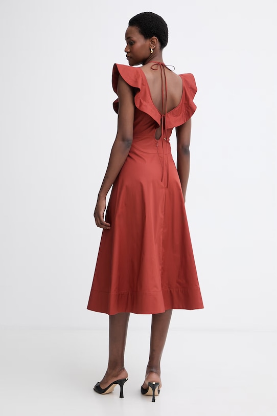 Ρούχα Twinset Φόρεμα flared από βαμβάκι με ελαστάν 261TT2212 καφέ