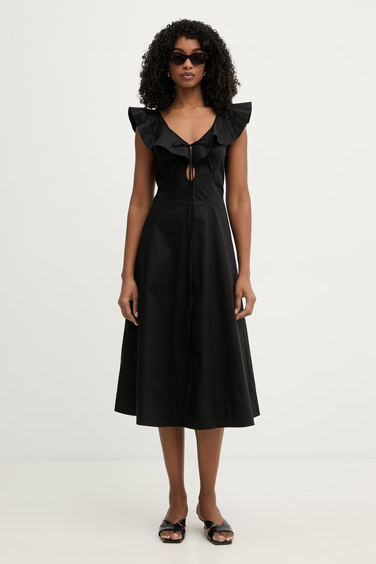 Twinset Sukienka rozkloszowana bawełniana z elastanem 261TT2212 czarny SS26