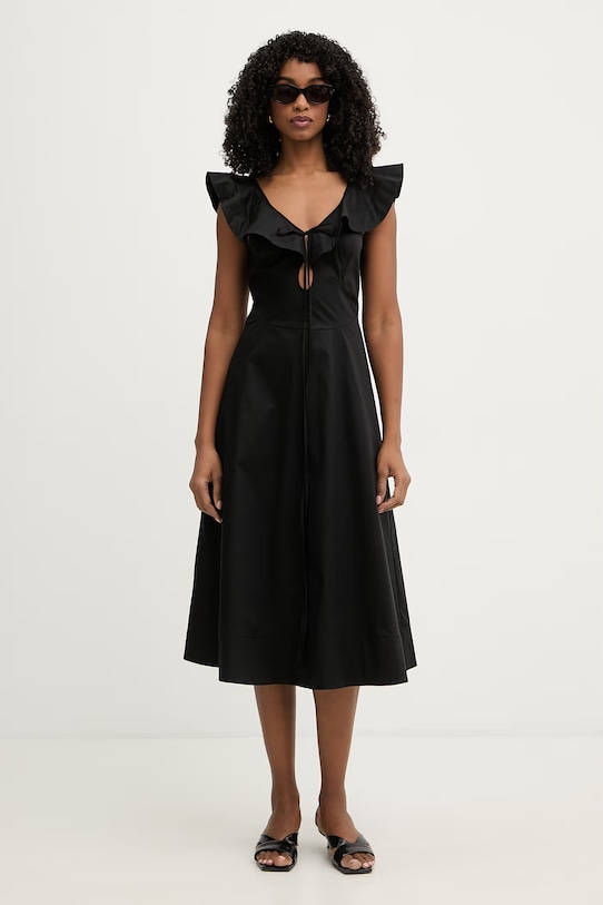 Twinset Sukienka rozkloszowana bawełniana z elastanem 261TT2212 czarny SS26