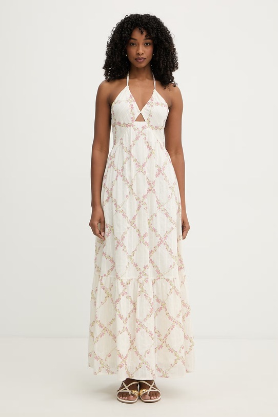 Twinset sukienka halter z bawełną beżowy 261TT2611