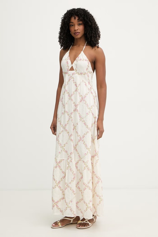 Twinset sukienka halter z bawełną 261TT2611 beżowy SS26