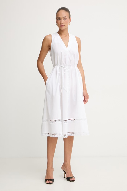 Twinset ljetna haljina od pamuka s elastanom bijela 261TT2250