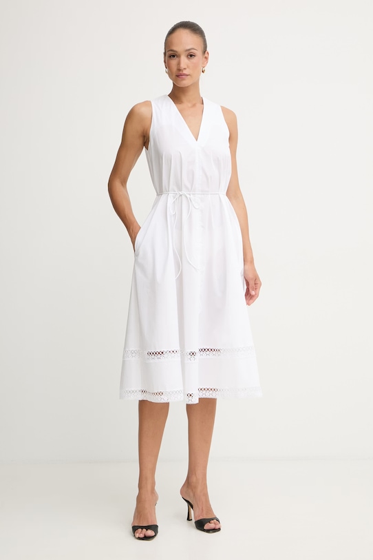 Twinset ljetna haljina od pamuka s elastanom bijela 261TT2250
