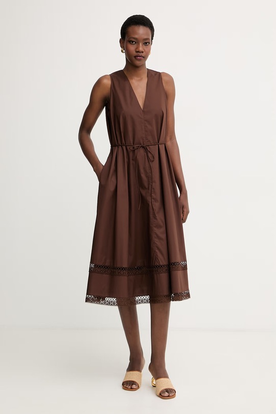 Twinset ljetna haljina od pamuka s elastanom smeđa 261TT2250