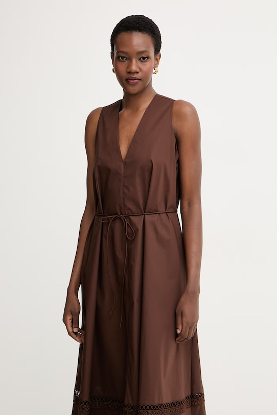 Twinset ljetna haljina od pamuka s elastanom smeđa 261TT2250