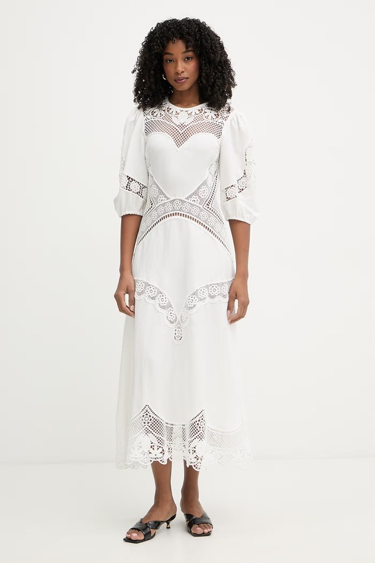 Twinset sukienka rozkloszowana z wiskozy biały 261TT2240