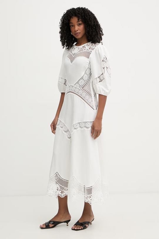 Twinset sukienka rozkloszowana z wiskozy 261TT2240 biały SS26