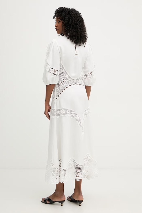 Odzież Twinset sukienka rozkloszowana z wiskozy 261TT2240 biały