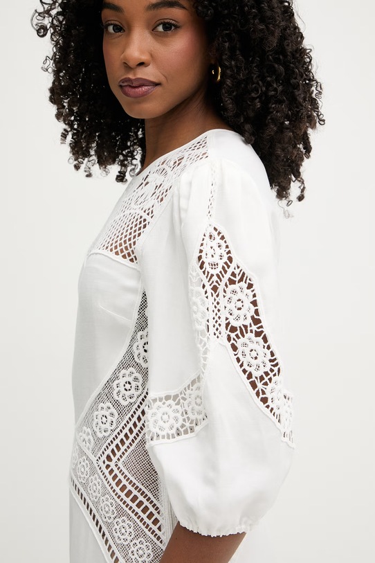 Twinset sukienka rozkloszowana z wiskozy 261TT2240 biały