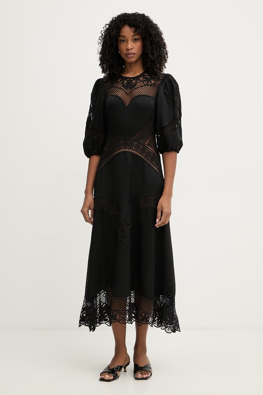 Twinset sukienka rozkloszowana z wiskozy czarny 261TT2240