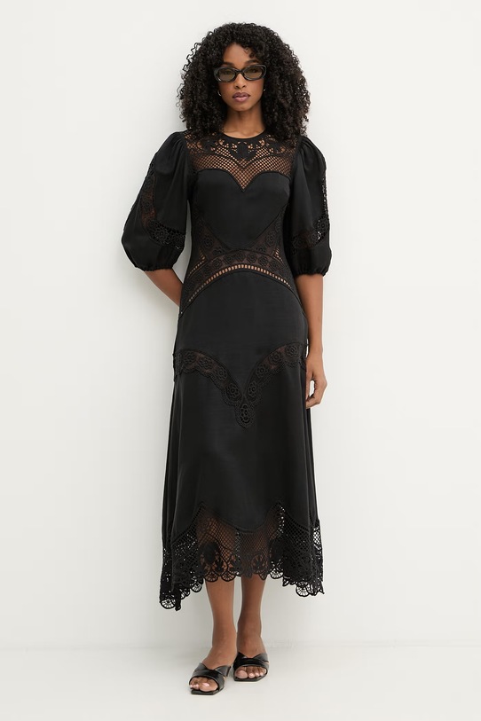 Twinset sukienka rozkloszowana z wiskozy 261TT2240 czarny SS26