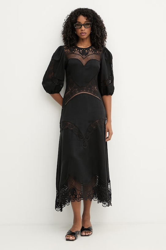 Twinset sukienka rozkloszowana z wiskozy 261TT2240 czarny SS26