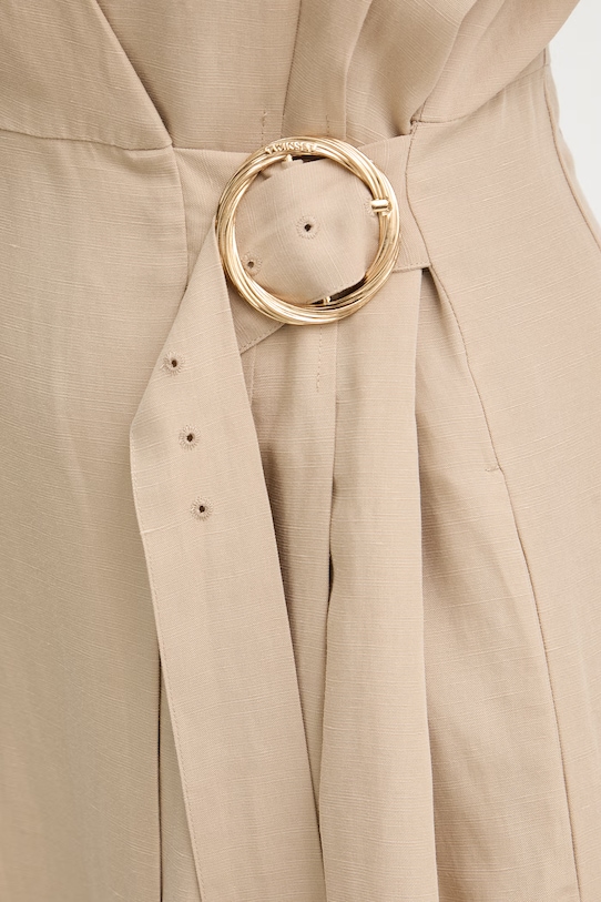 Twinset sukienka kopertowa z lnem 261TT2554 beżowy