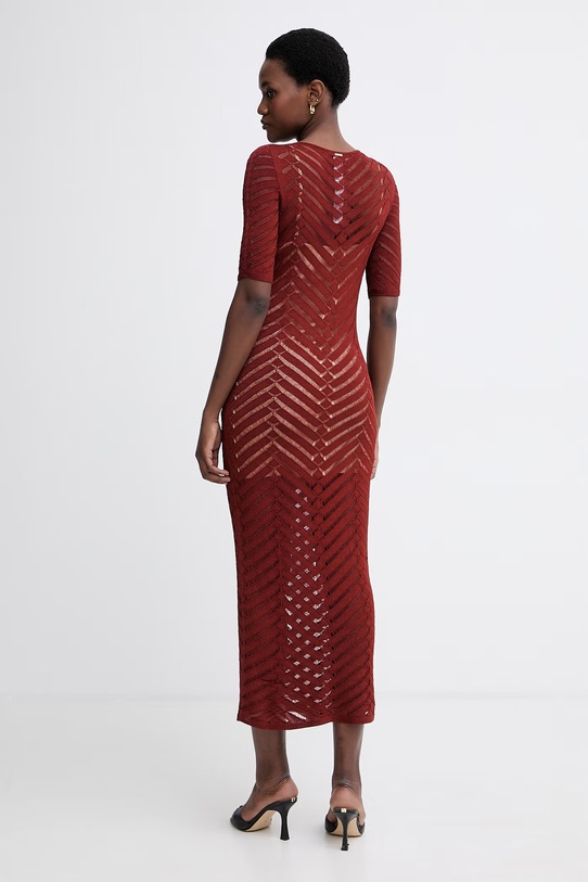 Oblačila Twinset poletna obleka z viskozo 261TT3100 rjava