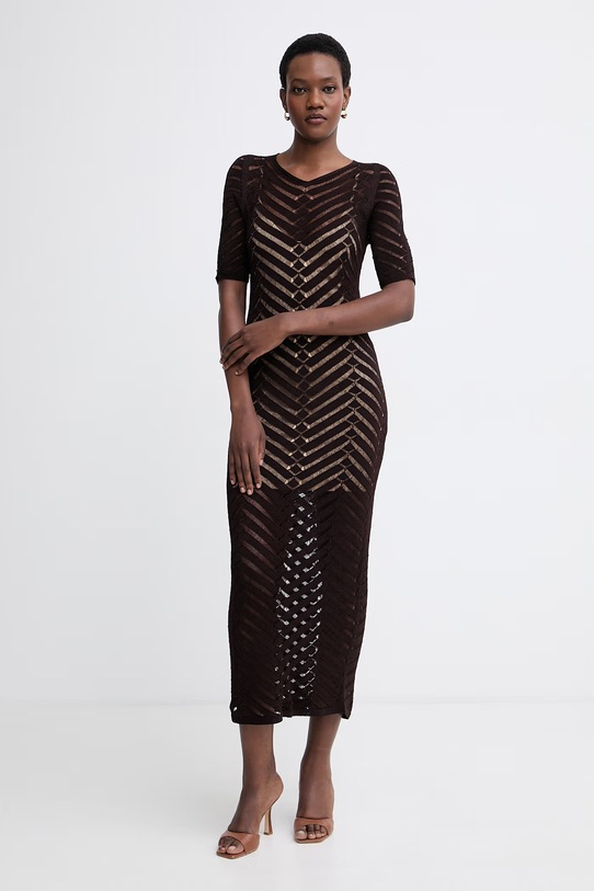 Twinset poletna obleka z viskozo rjava 261TT3100