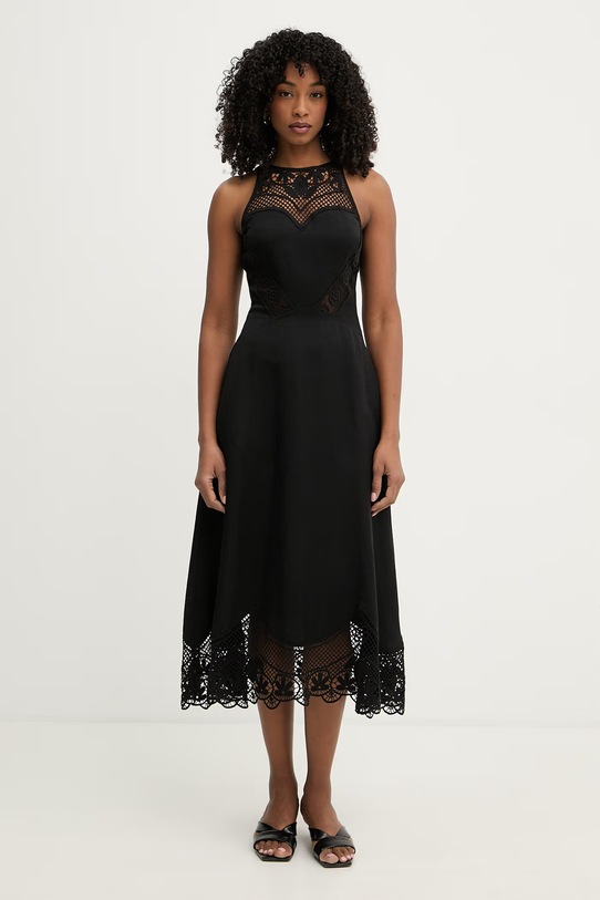 Twinset sukienka z lnem czarny 261TT2241