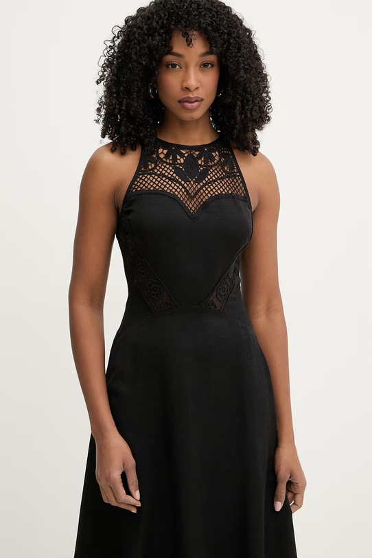 Odzież Twinset sukienka z lnem 261TT2241 czarny