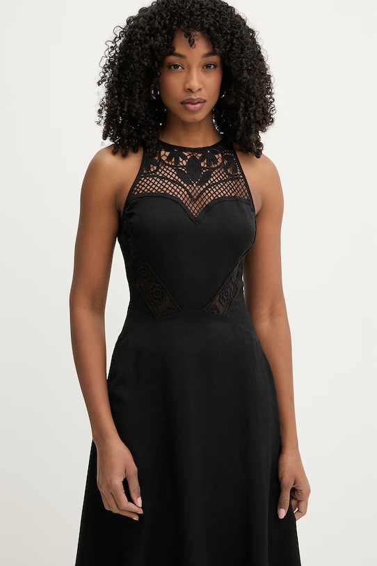 Odzież Twinset sukienka z lnem 261TT2241 czarny