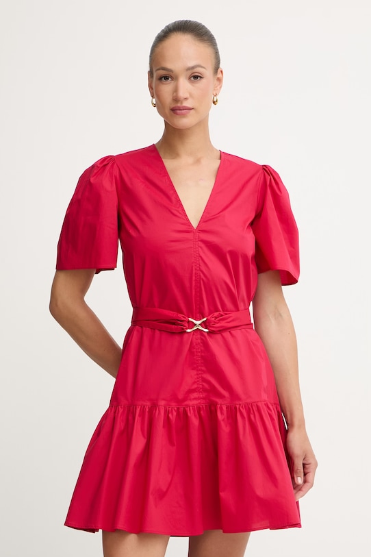 Twinset ljetna haljina od pamuka s elastanom crvena 261TT2160