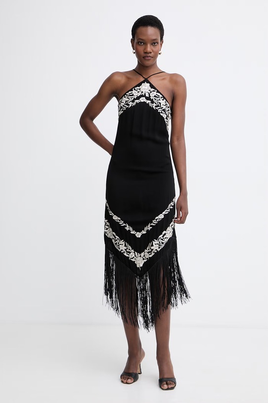 Twinset obleka viskozna črna 261TT2411