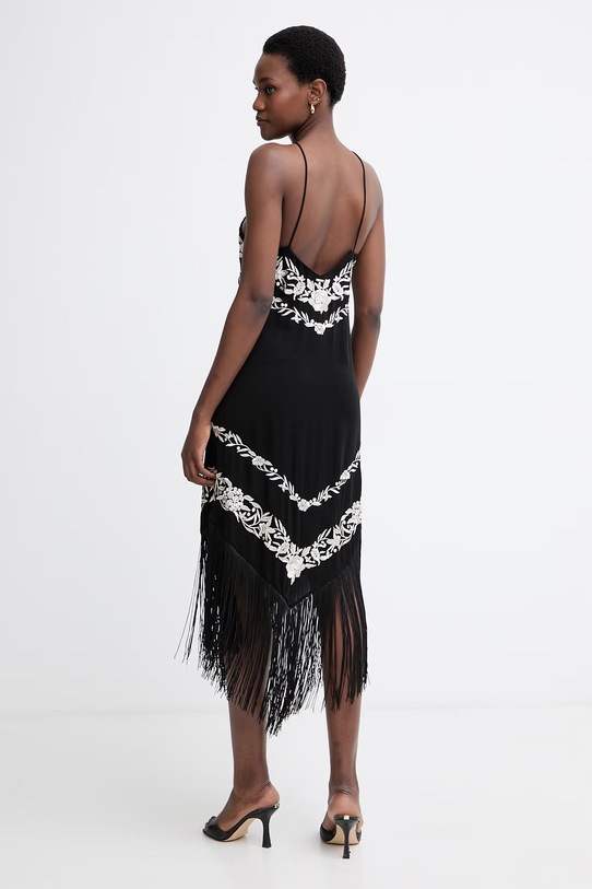 Oblačila Twinset obleka viskozna 261TT2411 črna