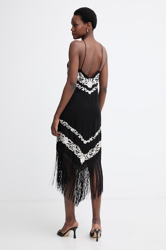 Oblačila Twinset obleka viskozna 261TT2411 črna